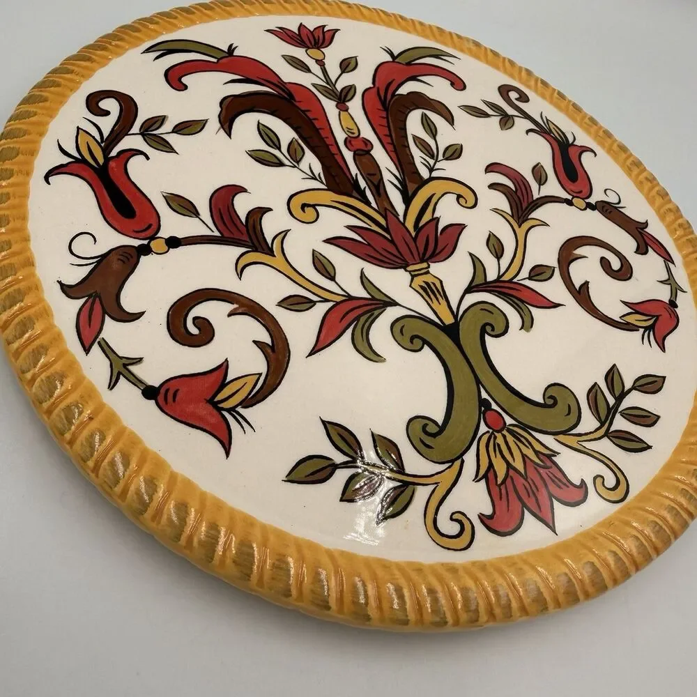 Pier 1 Oralia 8 3/8” Earthenware Trivet Hot Pad Floral Discontinued Tuscan